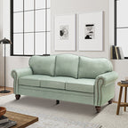 Flavio 81″ Genuine Leather Sofa – Vintage Glam Mid-Century Design