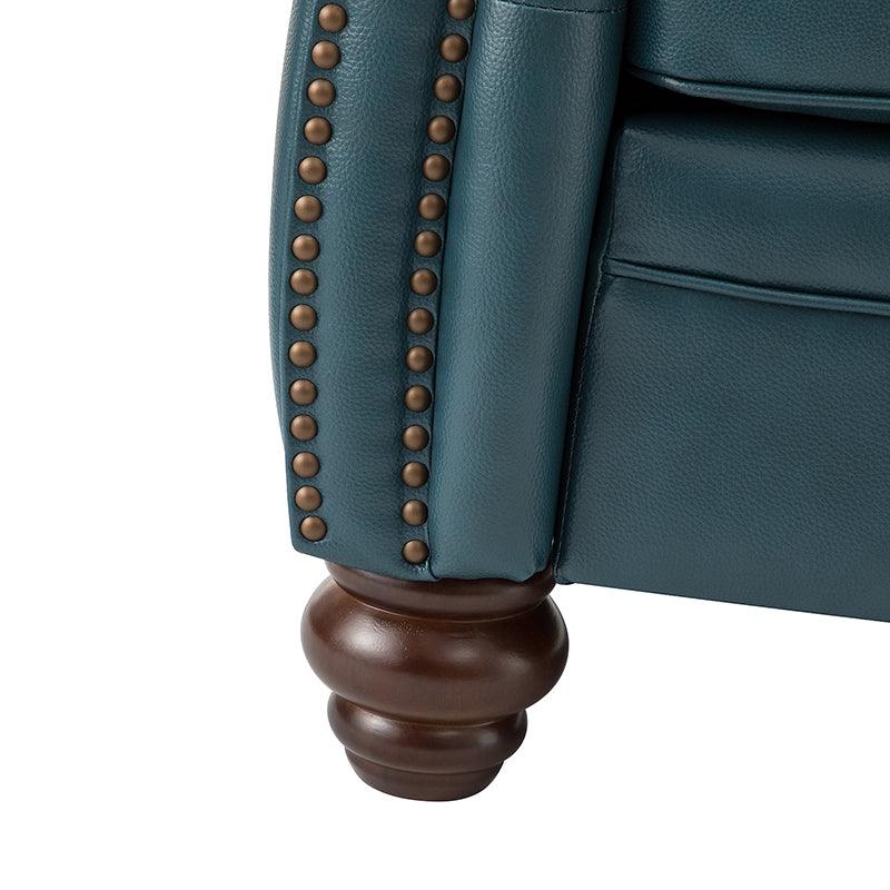 Flavio 81″ Genuine Leather Sofa – Vintage Glam Mid-Century Design