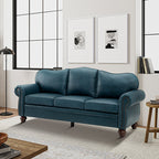 Flavio 81″ Genuine Leather Sofa – Vintage Glam Mid-Century Design