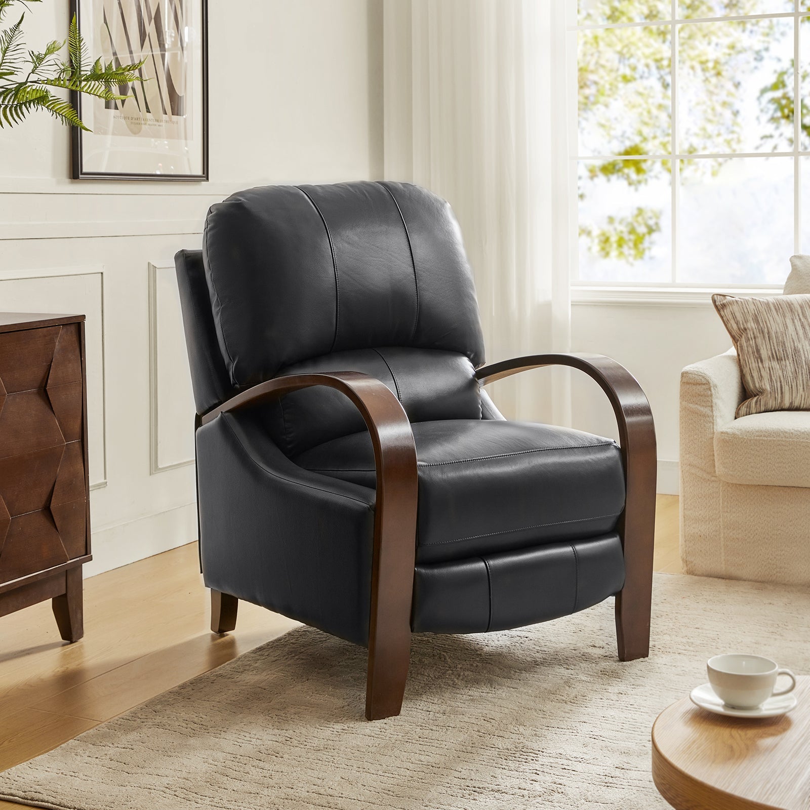 Melisa Genuine Leather Manual Recliner