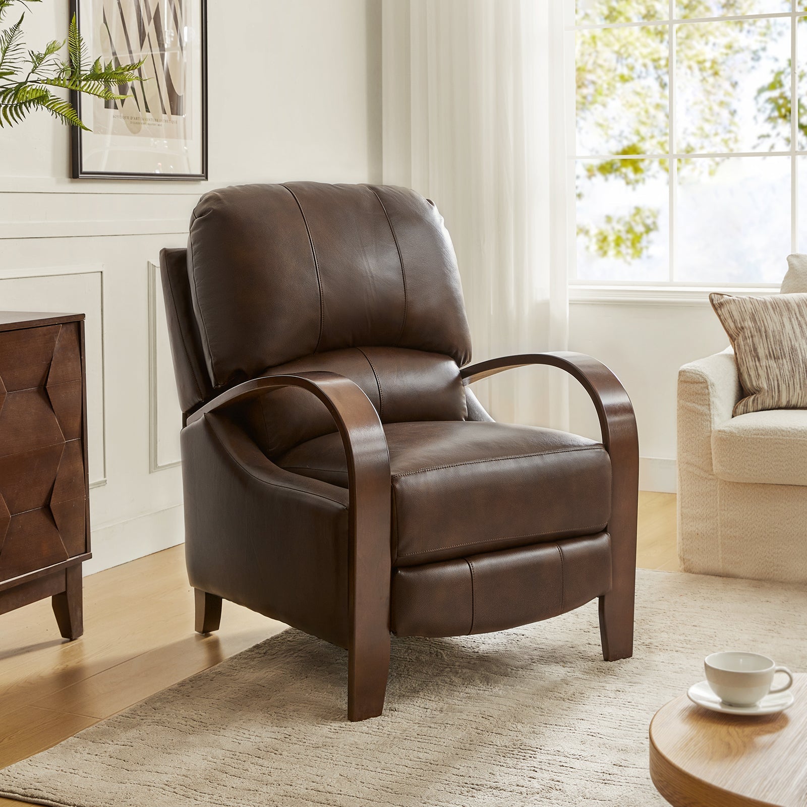 Melisa Genuine Leather Manual Recliner