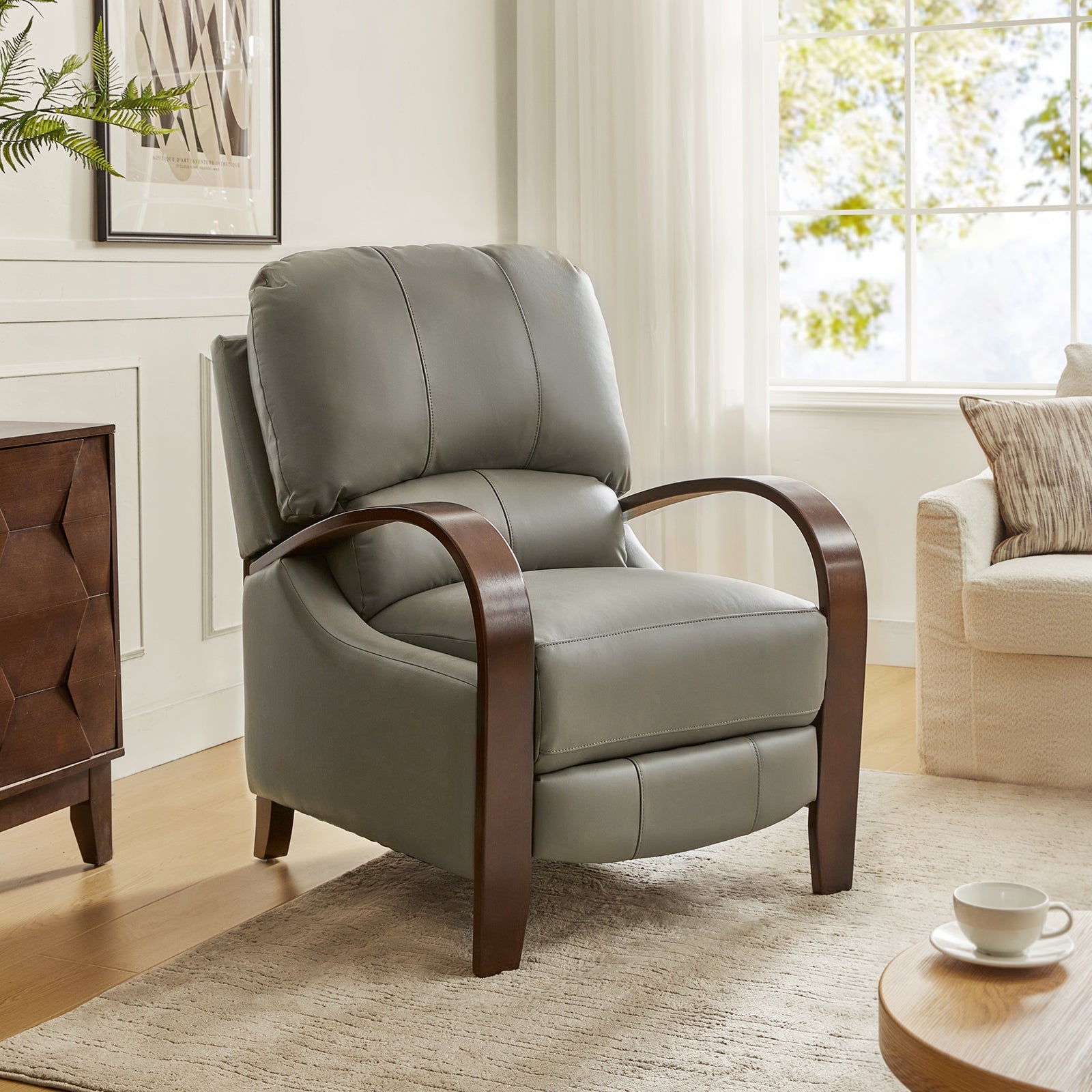 Melisa Genuine Leather Manual Recliner