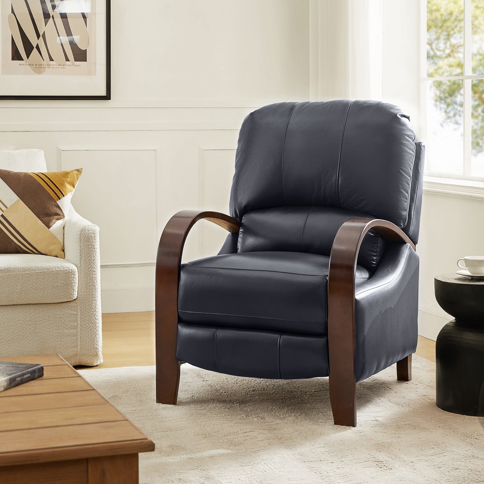 Melisa Genuine Leather Manual Recliner