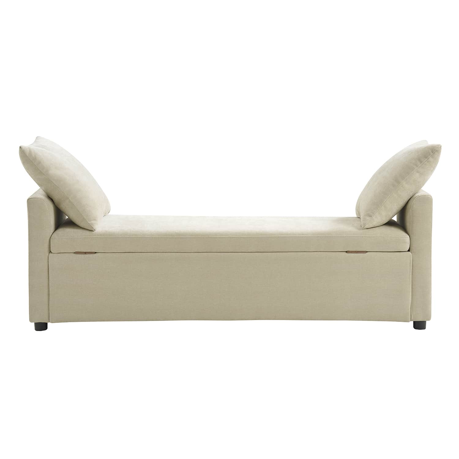Benito 59.4 Wide End of Bed Storage Couch Bench with Two Throw Pillows