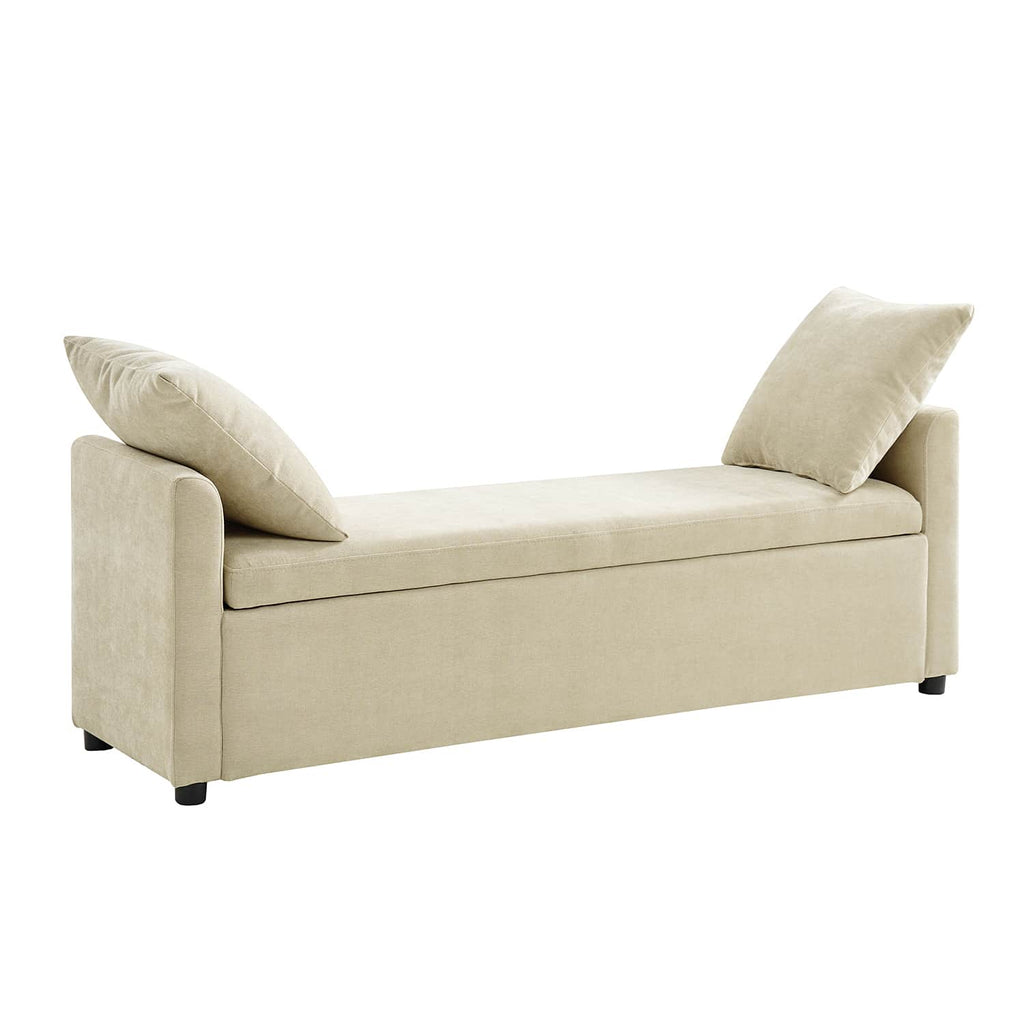 Benito 59.4 Wide End of Bed Storage Couch Bench with Two Throw Pillows