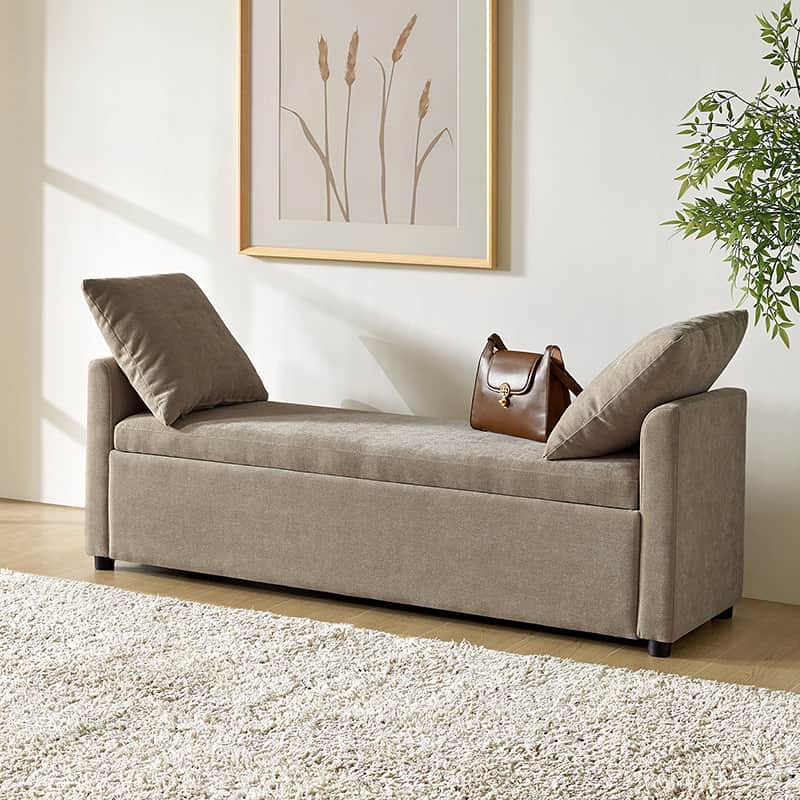 Benito 59.4 Wide End of Bed Storage Couch Bench with Two Throw Pillows