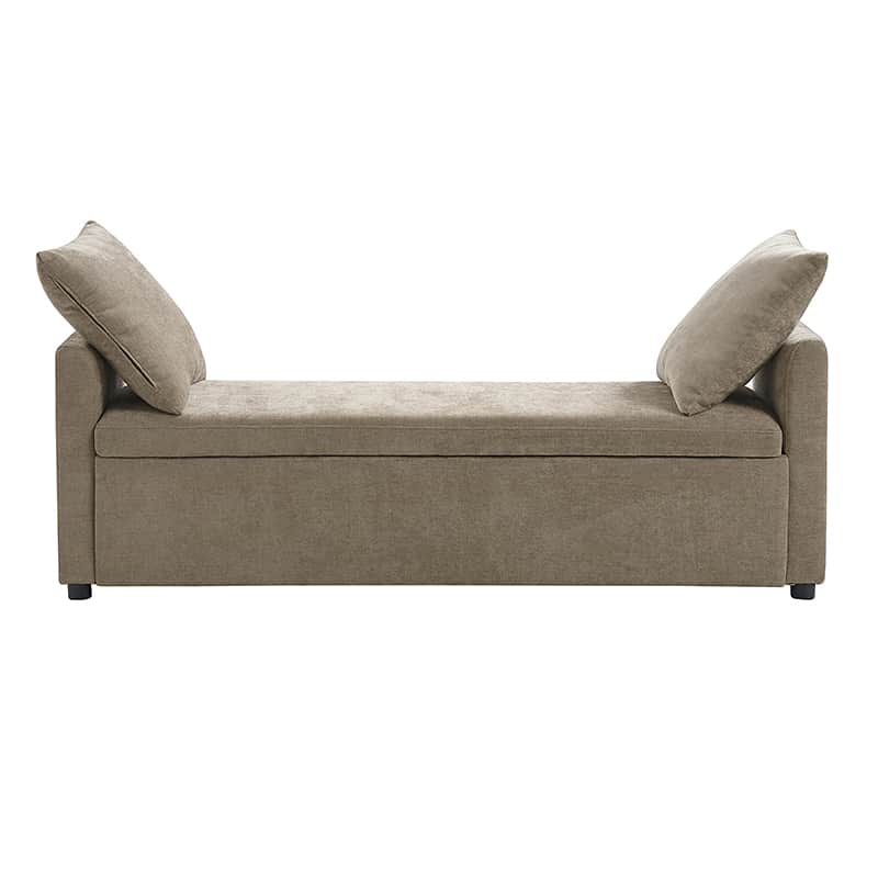 Benito 59.4 Wide End of Bed Storage Couch Bench with Two Throw Pillows