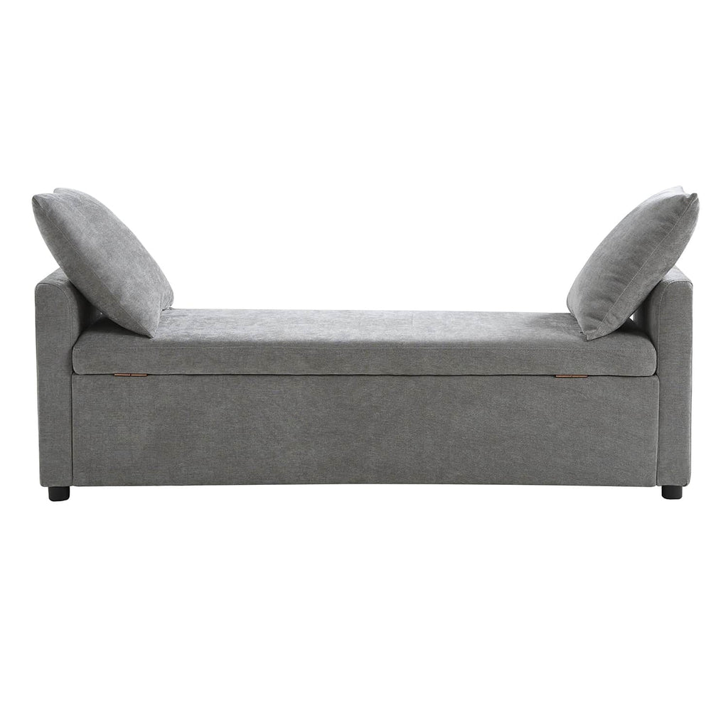 Benito 59.4 Wide End of Bed Storage Couch Bench with Two Throw Pillows