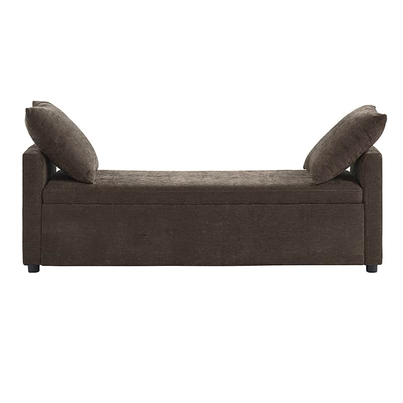 Benito 59.4 Wide End of Bed Storage Couch Bench with Two Throw Pillows