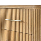 4-Piece Modern Fluted Solid Wood Bedroom Set with Oak Texture