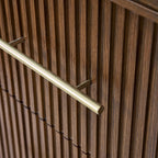 4-Piece Modern Fluted Solid Wood Bedroom Set with Oak Texture