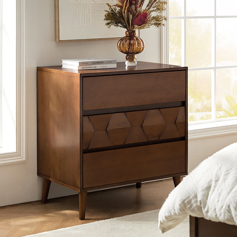 Haidee Mid-century Modern 3-Drawer Dresser with Built-in Charging Station & Flared Legs