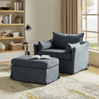Miles Slipcovered Armchair with Large Ottoman