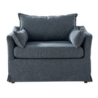 Miles Slipcovered Armchair with Large Ottoman