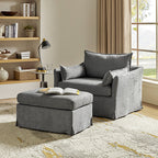 Miles Slipcovered Armchair with Large Ottoman