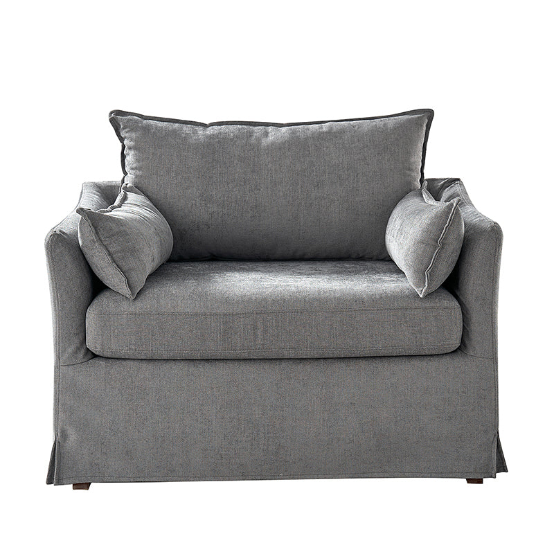 Miles Slipcovered Armchair with Large Ottoman