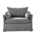 Miles Slipcovered Armchair with Large Ottoman