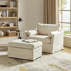 Miles Slipcovered Armchair with Large Ottoman