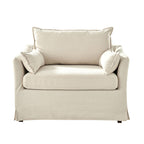 Miles Slipcovered Armchair with Large Ottoman