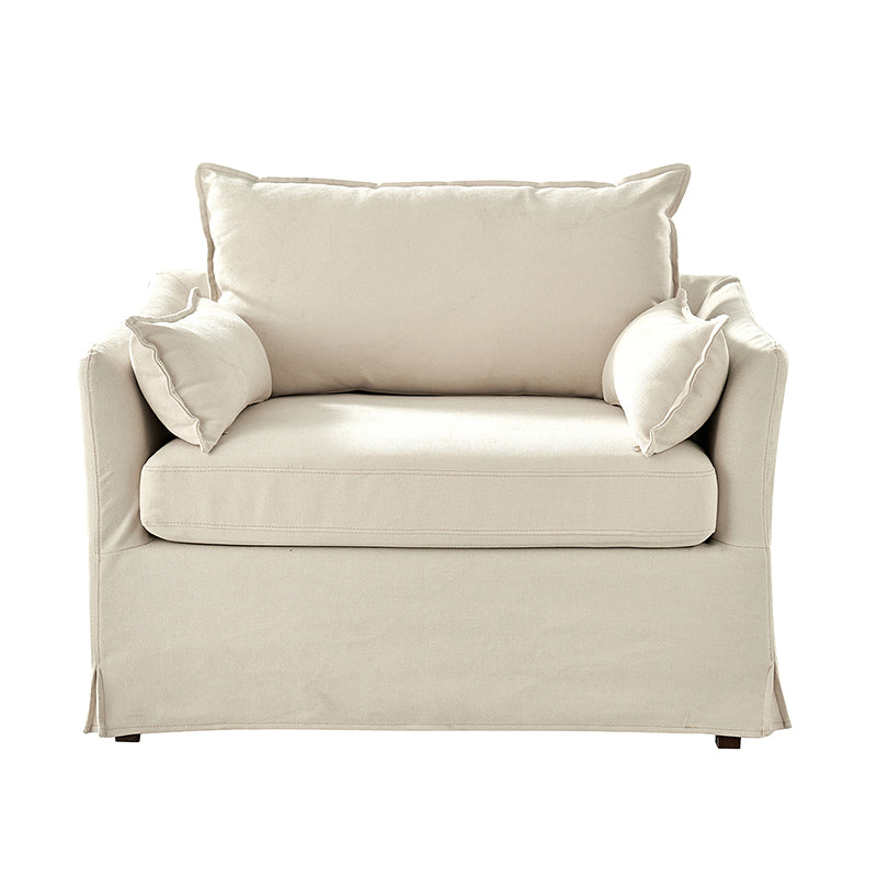 Miles Slipcovered Armchair with Large Ottoman