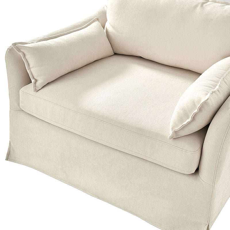 Miles Slipcovered Armchair with Large Ottoman