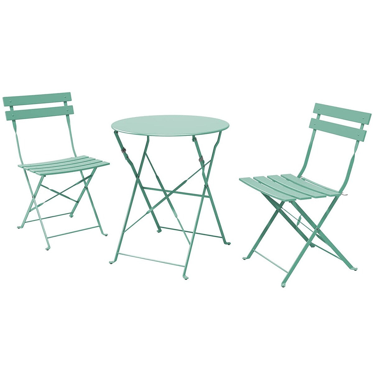 3pc Metal Folding Bistro Set, Weather-Resistant Outdoor/Indoor Conversation Set for Patio, Yard, Garden