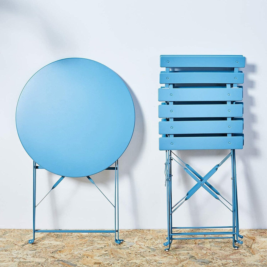 3pc Metal Folding Bistro Set, Weather-Resistant Outdoor/Indoor Conversation Set for Patio, Yard, Garden