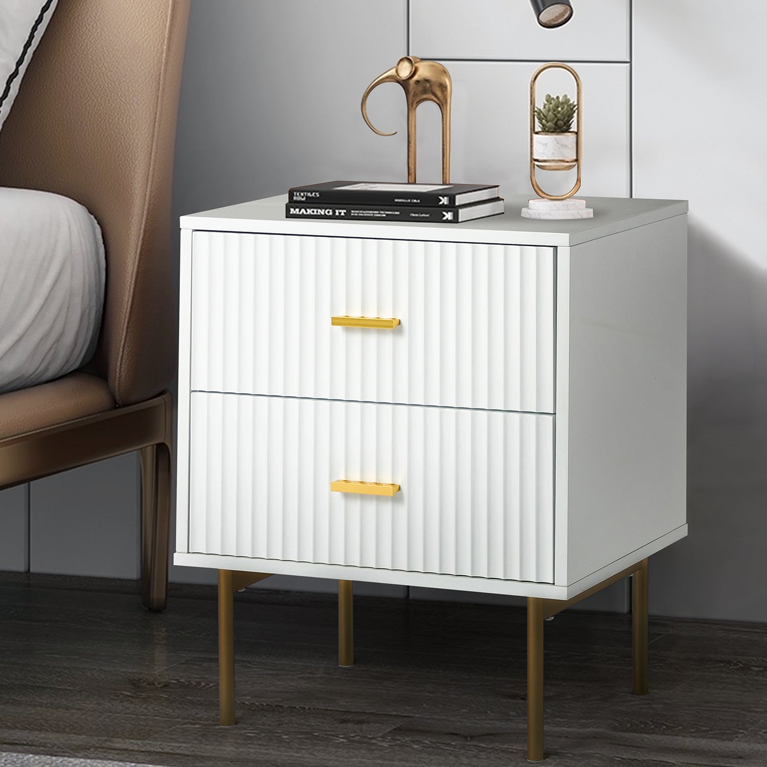 Nahuel Modern Nightstand With Two Drawers(Optional Types)