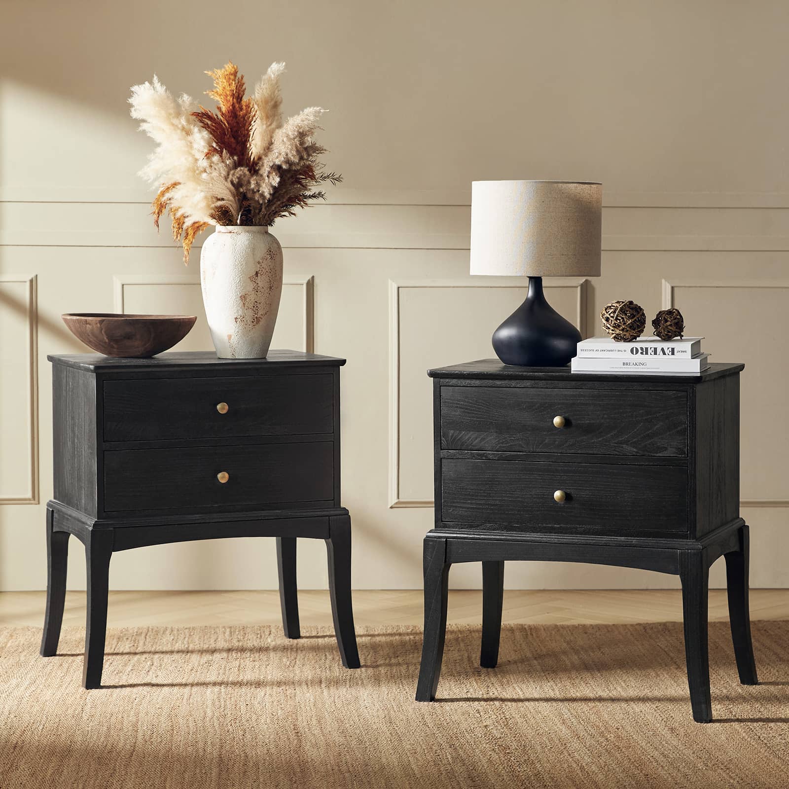Dominique 28 Tall Solid Wood Nightstand with Hidden Outlet(Optional Types)
