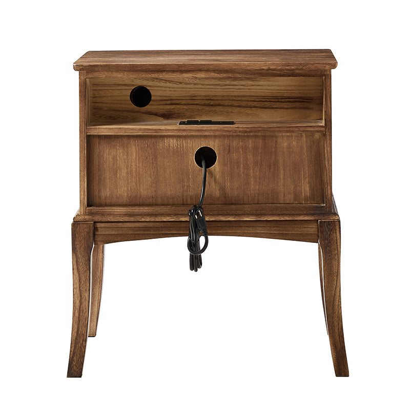 Dominique 28 Tall Solid Wood Nightstand with Hidden Outlet(Optional Types)