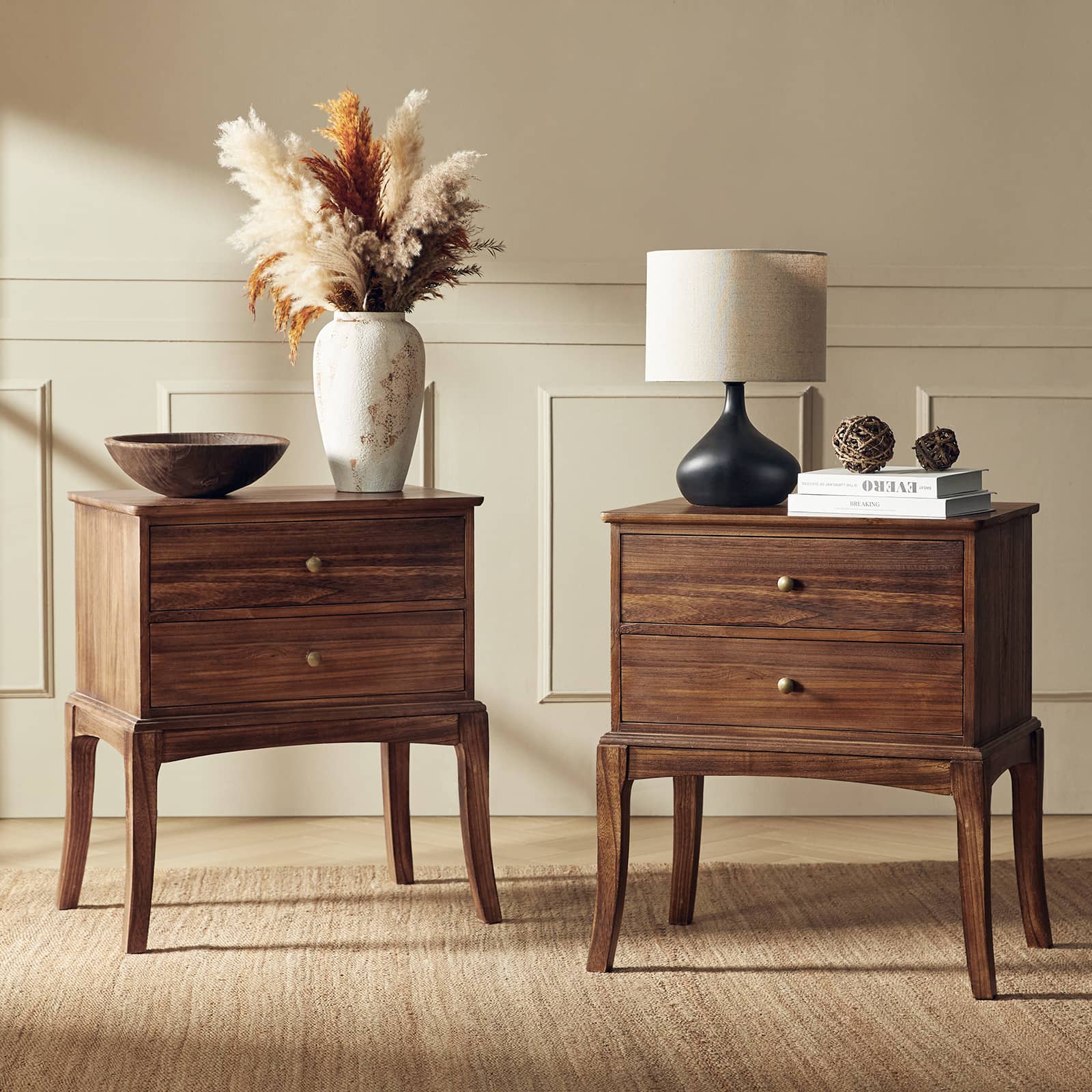 Dominique 28 Tall Solid Wood Nightstand with Hidden Outlet(Optional Types)