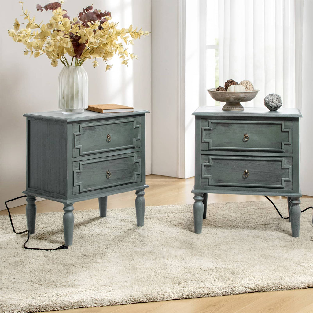Joah 28Tall Farmhouse 2-Drawer Nightstand with Built-in Charging(Optional Types)