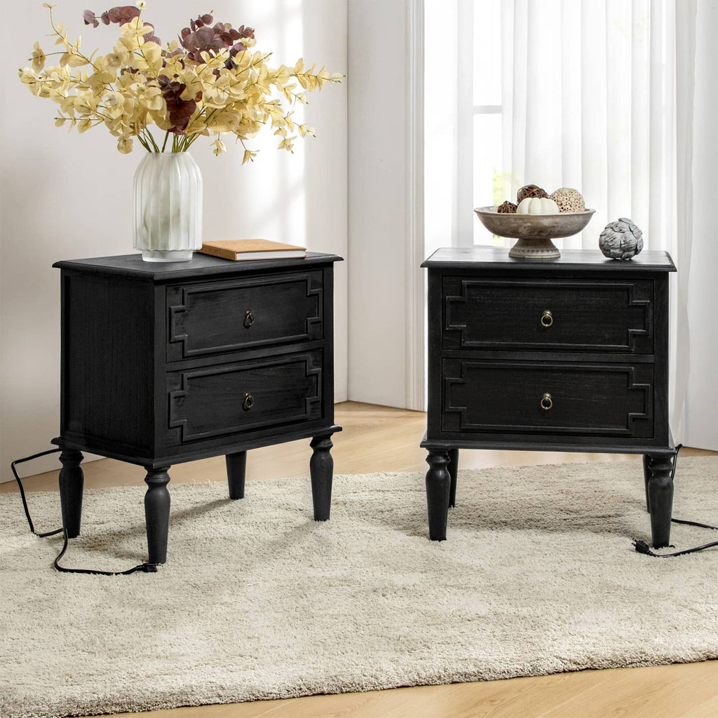 Joah 28Tall Farmhouse 2-Drawer Nightstand with Built-in Charging(Optional Types)