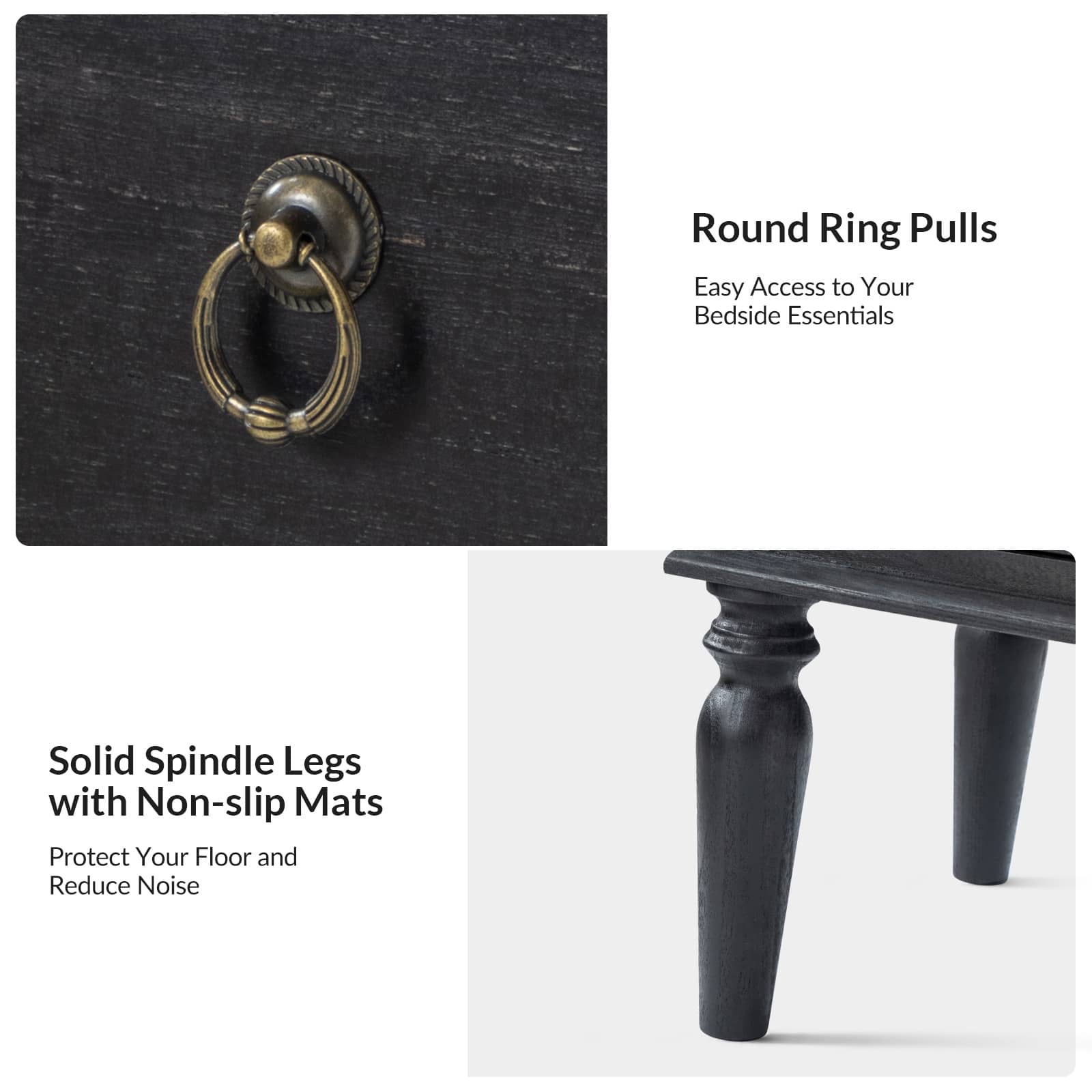 Joah 28Tall Farmhouse 2-Drawer Nightstand with Built-in Charging(Optional Types)