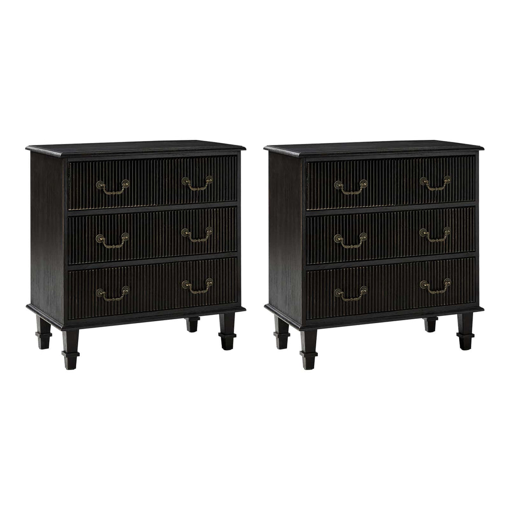 Galatea 3-Drawer Rustic Nightstand with Charging Station(Optional Types)