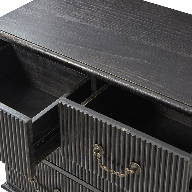 Galatea 3-Drawer Rustic Nightstand with Charging Station(Optional Types)