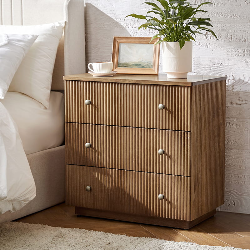 Camille Solid Wood Nightstand with Drawers