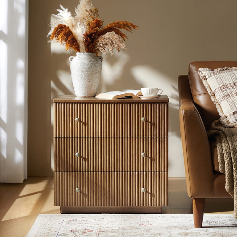 Camille Solid Wood Nightstand with Drawers