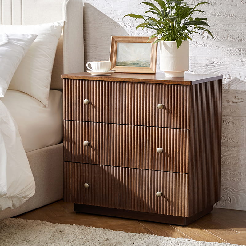 Camille Solid Wood Nightstand with Drawers