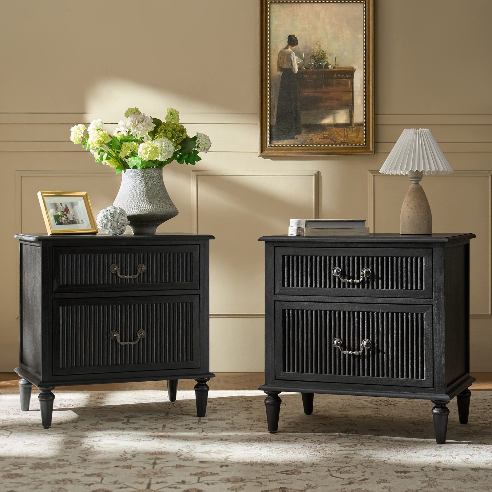 Farmhouse Solid Wood Nightstand (Optional Types)