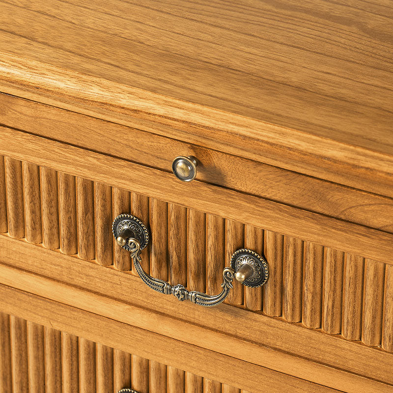 Farmhouse Solid Wood Nightstand with Fluted Drawer(Optional Types)