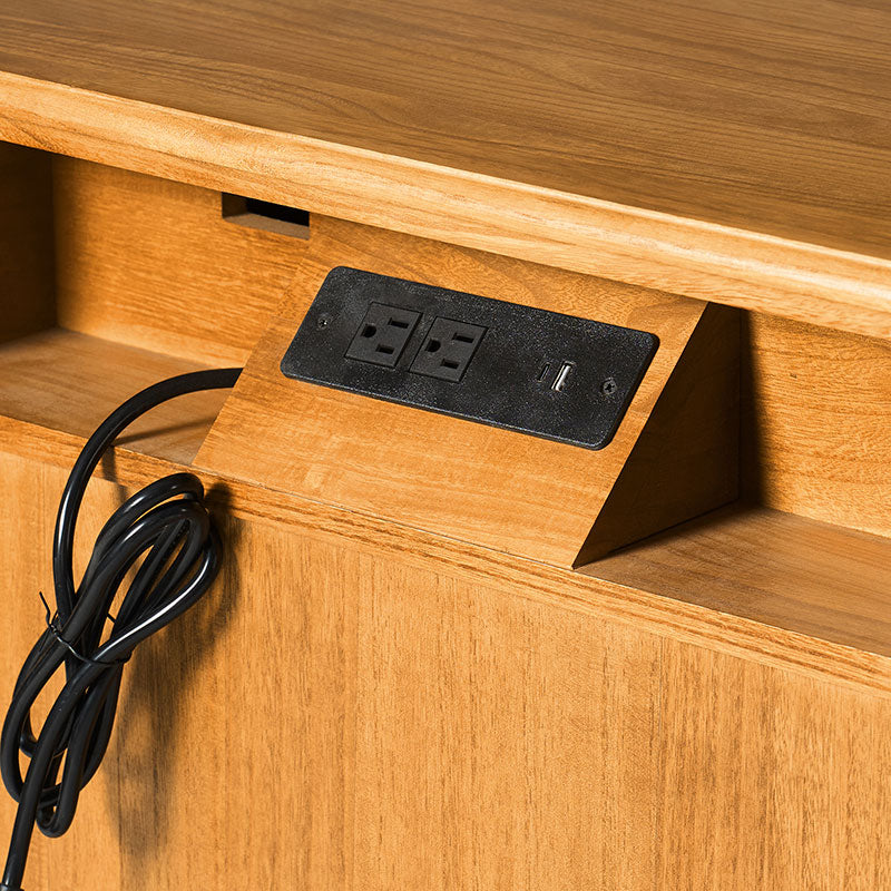 Farmhouse Solid Wood Nightstand with Fluted Drawer(Optional Types)