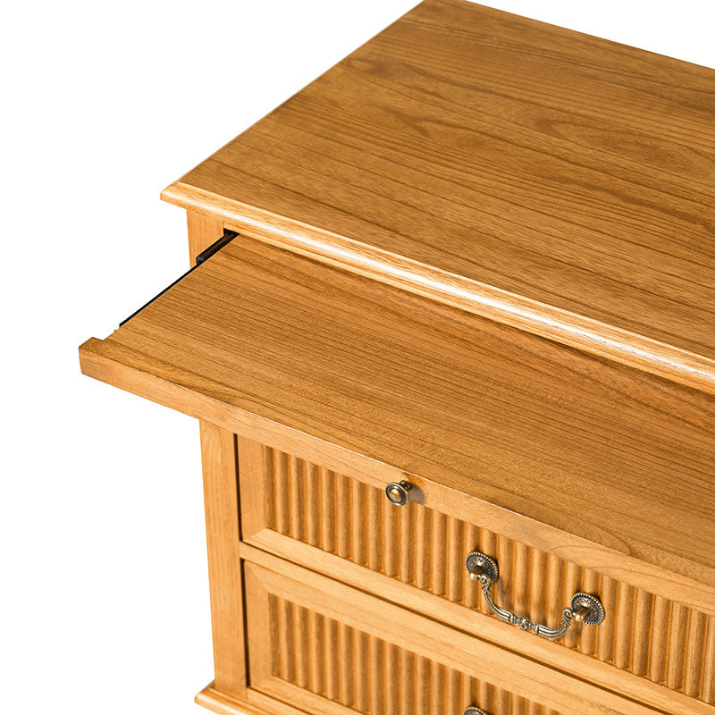 Farmhouse Solid Wood Nightstand with Fluted Drawer(Optional Types)