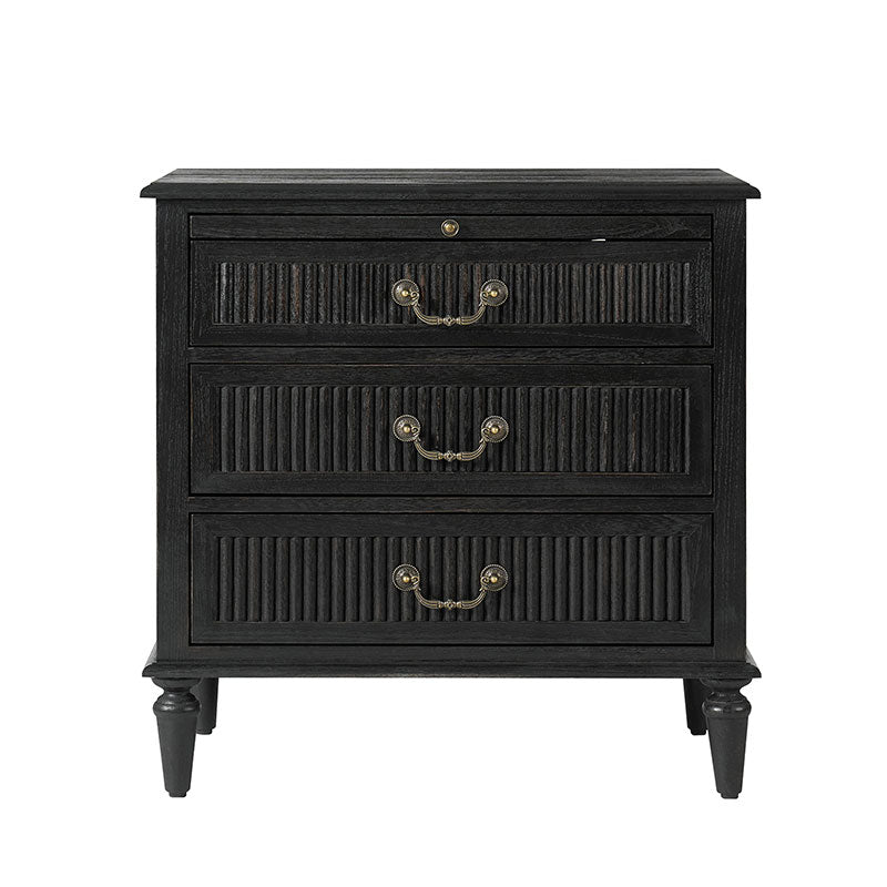 Farmhouse Solid Wood Nightstand with Fluted Drawer(Optional Types)