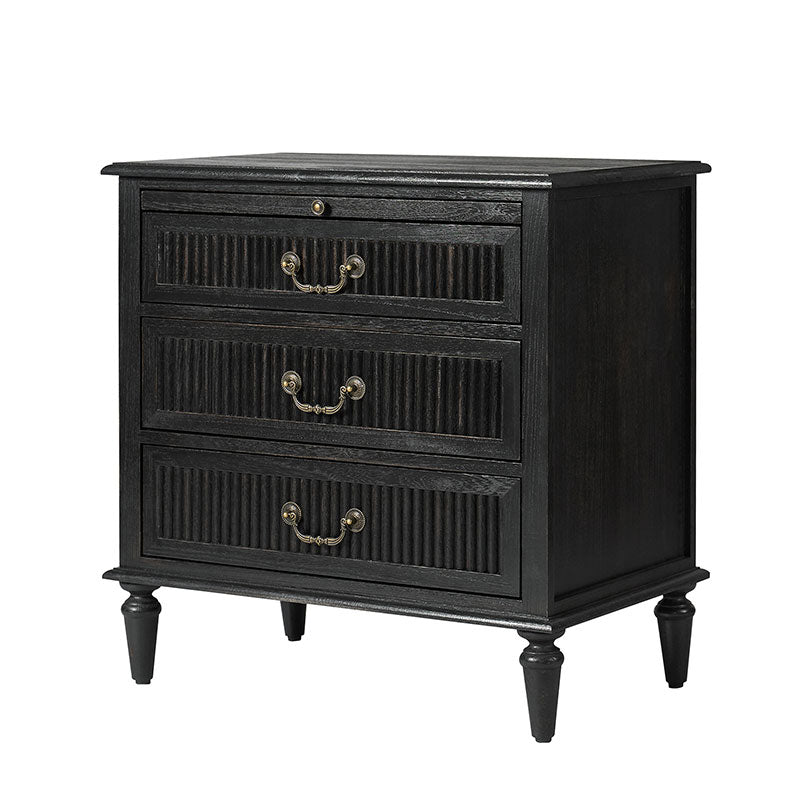 Farmhouse Solid Wood Nightstand with Fluted Drawer(Optional Types)