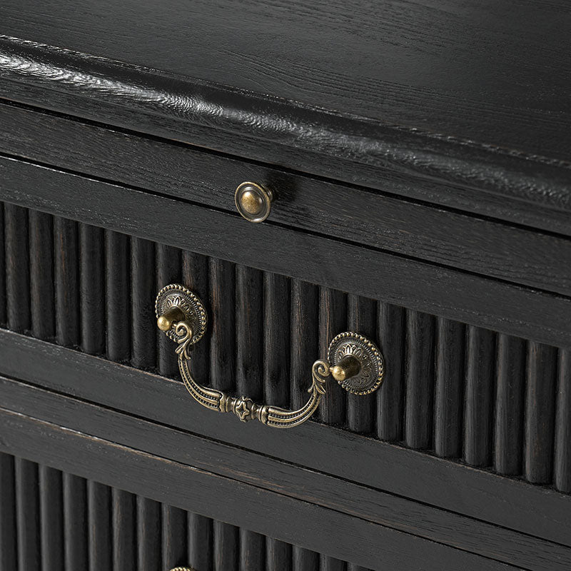 Farmhouse Solid Wood Nightstand with Fluted Drawer(Optional Types)