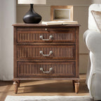 Farmhouse Solid Wood Nightstand with Fluted Drawer(Optional Types)