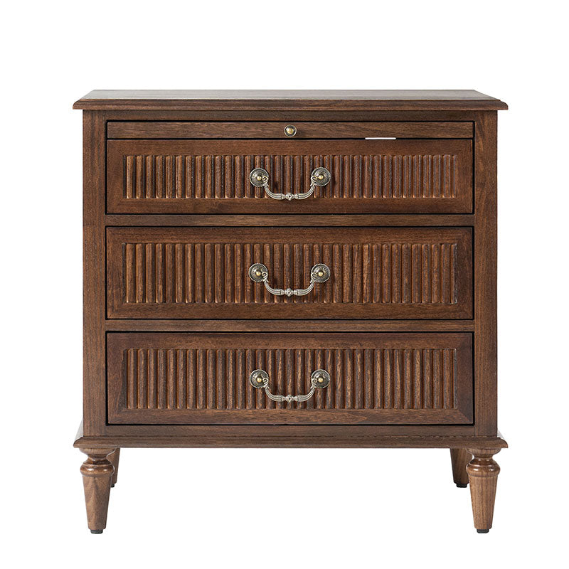 Farmhouse Solid Wood Nightstand with Fluted Drawer(Optional Types)