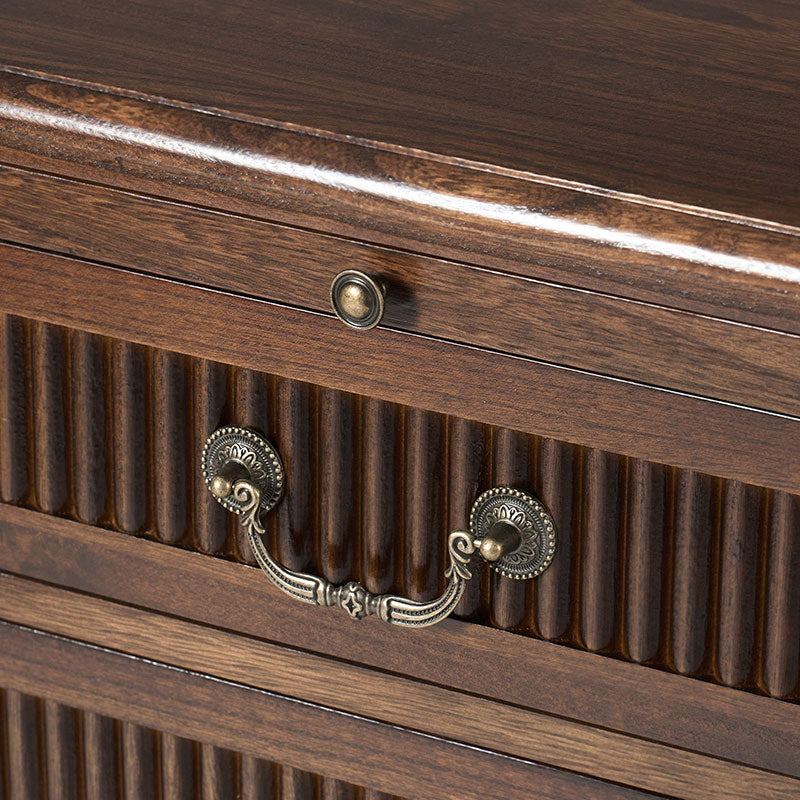 Farmhouse Solid Wood Nightstand with Fluted Drawer(Optional Types)