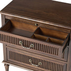 Farmhouse Solid Wood Nightstand with Fluted Drawer(Optional Types)